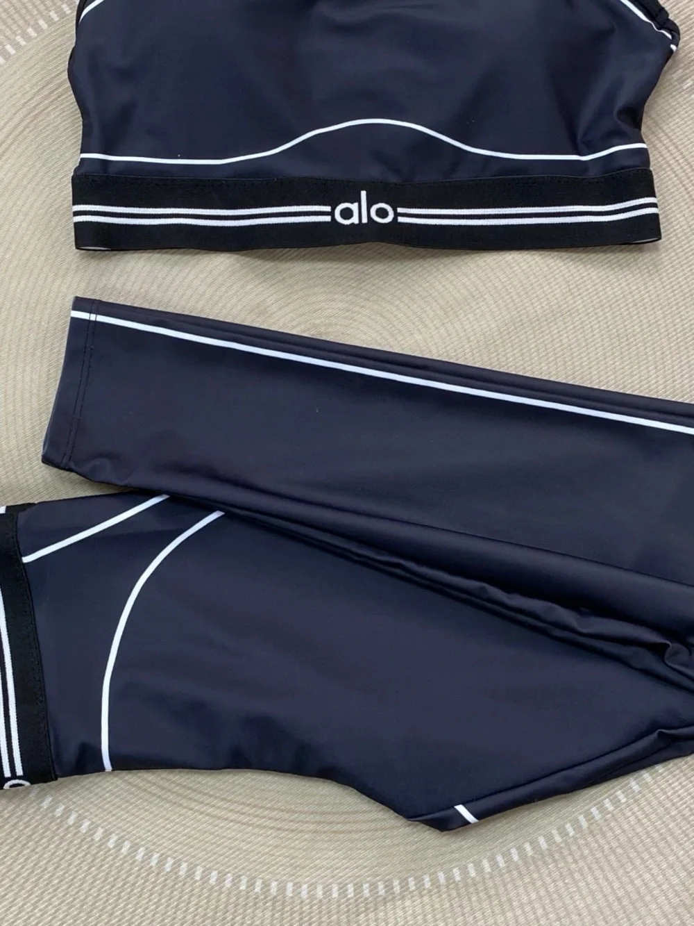 ALO Yoga Black and White Contrast Stripe Active Skirt